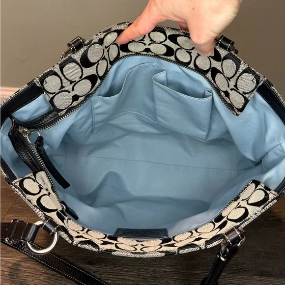 Coach Signature Black and Gray Tote - Picture 8 of 16